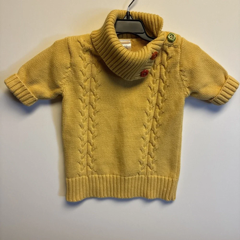 GYMBOREE‎ Girls Yellow Cable Knit Sweater w/Flower Buttons XS 3-4